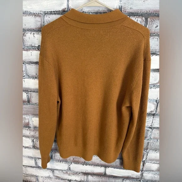 Madewell Men's Polo Sweater in Camel Brown - Picture 3 of 15
